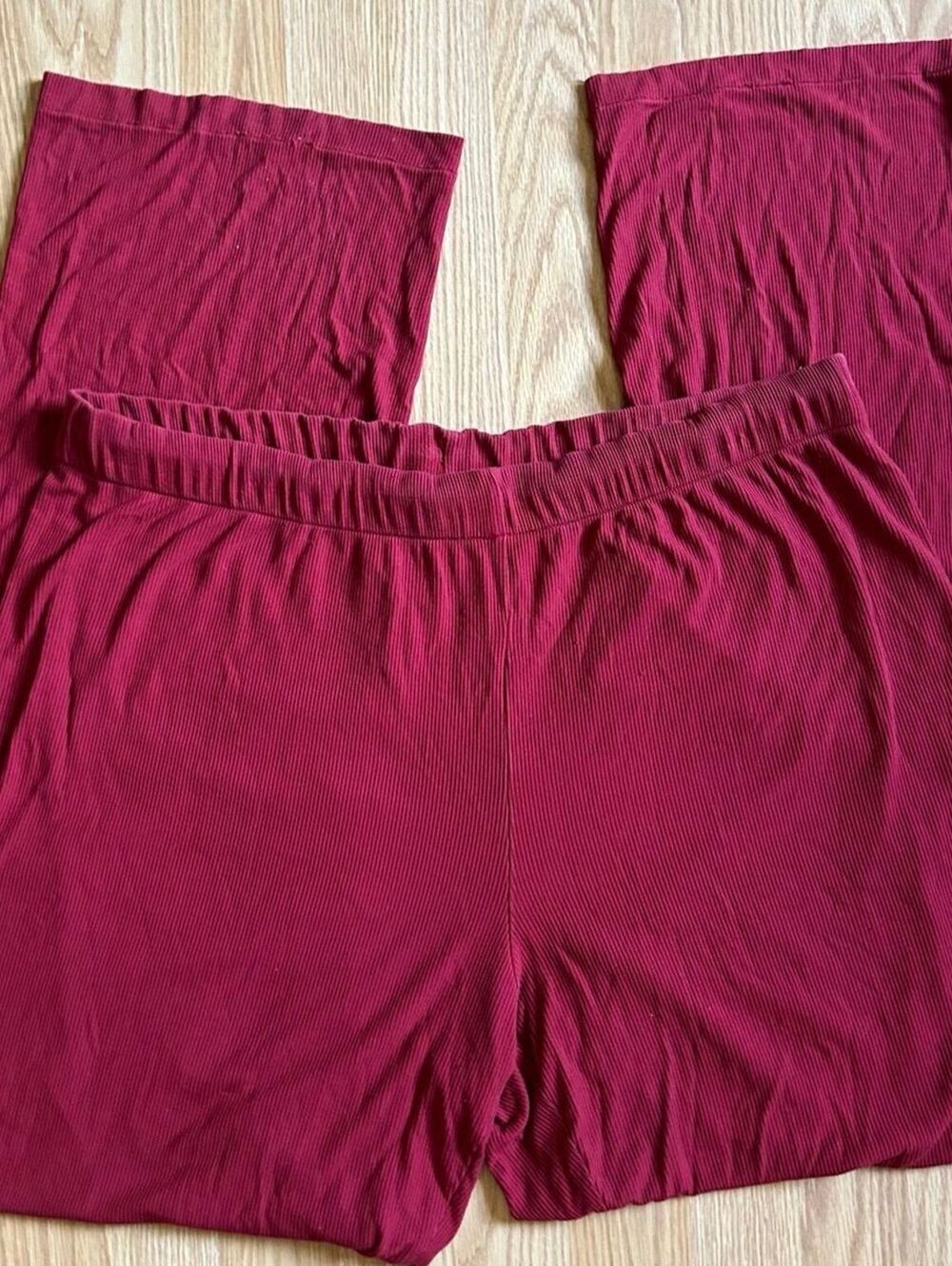 SKIMS Soft Lounge Ribbed Wide Leg Pants Burgundy XL 32” Inseam